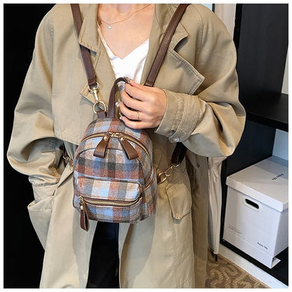 Plaid Zip Backpack SpreePicky