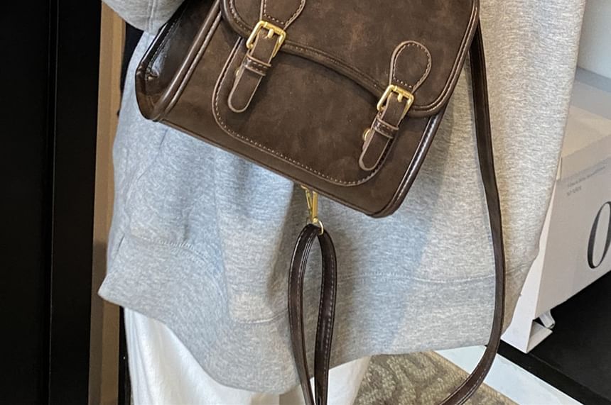 Faux Leather Plain Flap Backpack SpreePicky