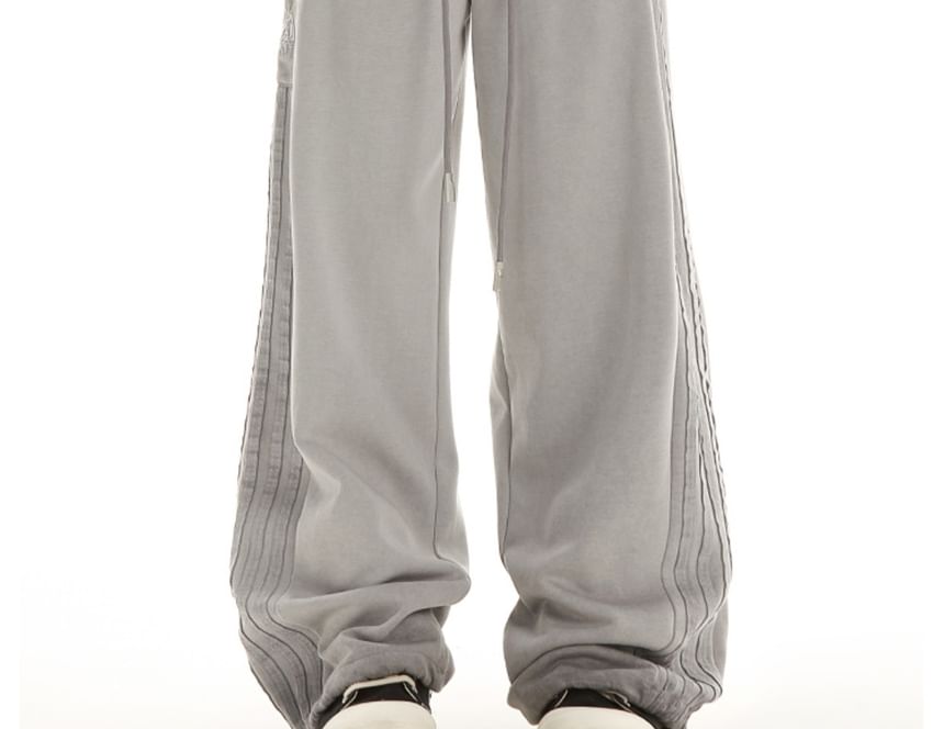 Low Waist Plain Striped Loose-Fit Wide-Leg Sweatpants SpreePicky