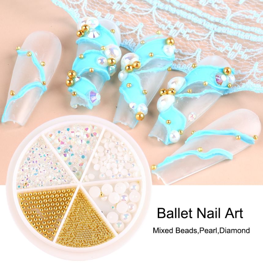 Faux Pearl / Metallic Bead / Rhinestone Nail Art Decoration / Set (Various Designs) SpreePicky