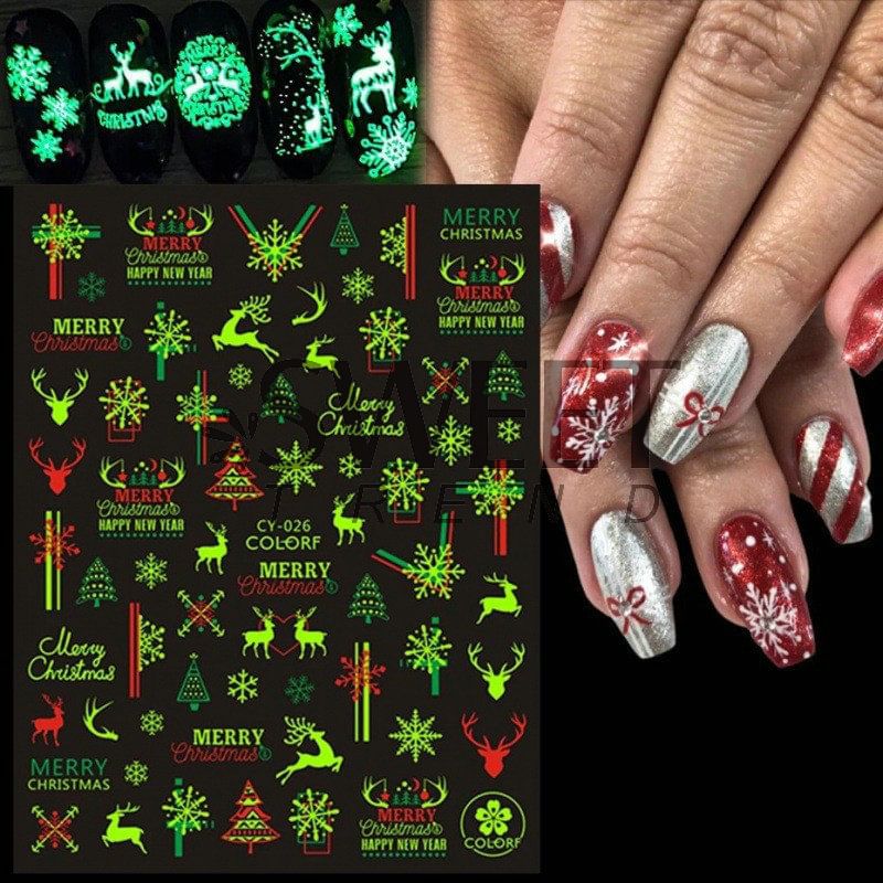 Christmas Fluorescent Nail Art Stickers SpreePicky