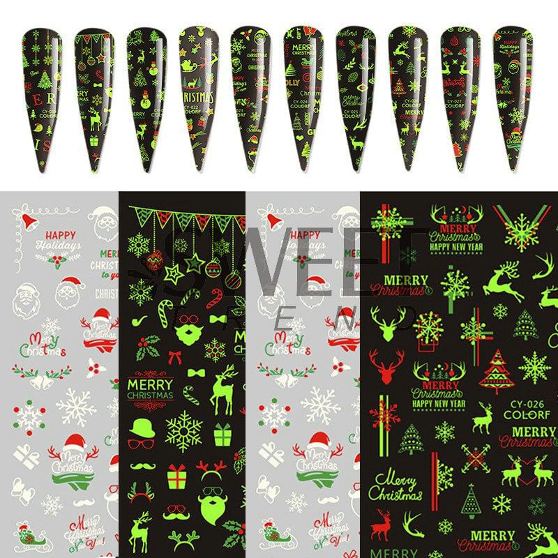 Christmas Fluorescent Nail Art Stickers SpreePicky