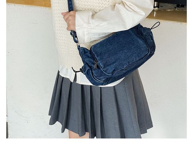 Multi-Pocket Drawstring Denim Crossbody Bag SpreePicky