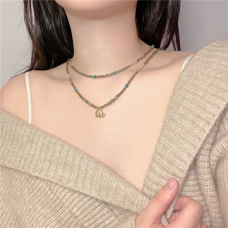 / Beaded Necklace Elephant FashionChic