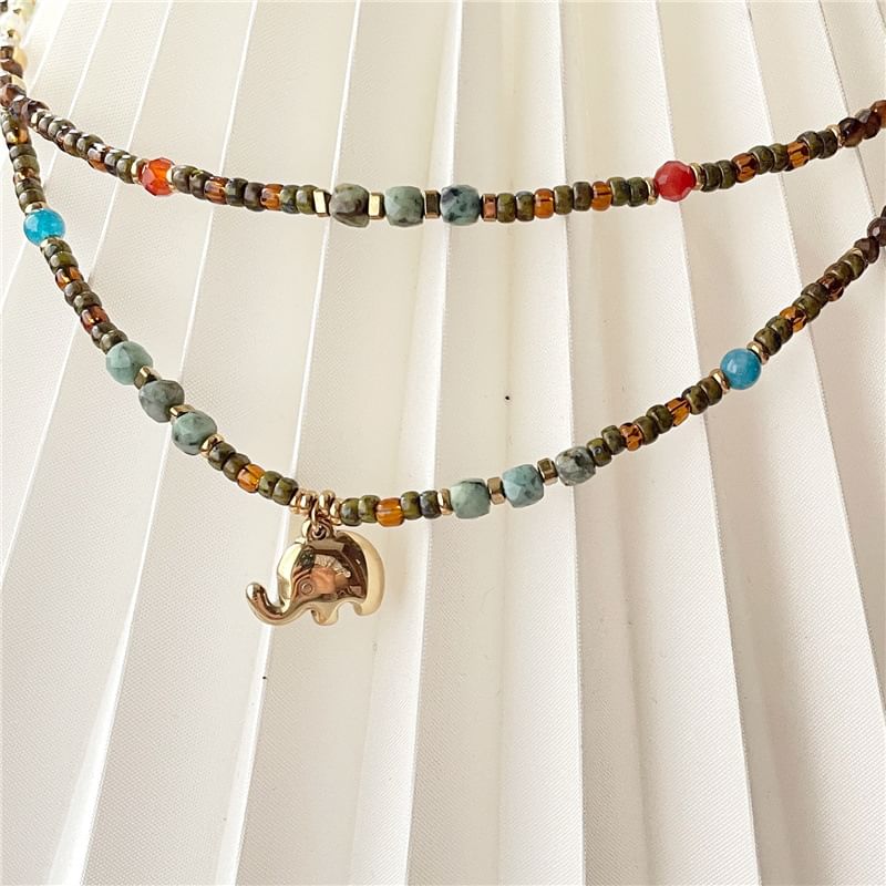 / Beaded Necklace Elephant FashionChic