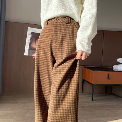 High Waist Plaid Cropped  Wide Leg Slacks SpreePicky