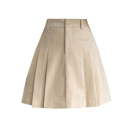 High Waist Plain Mini A-Line Pleated Skirt SpreePicky