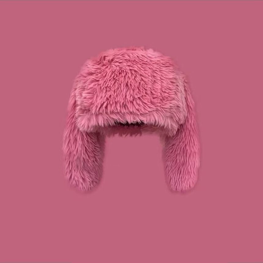 Rabbit Ear Plain Fluffy Hat SpreePicky