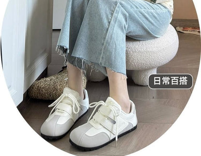 Two Tone Adhesive Flat Sneakers SpreePicky