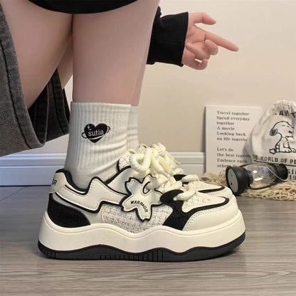 Two Tone Star Accent Platform Sneakers SpreePicky