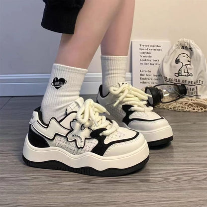 Two Tone Star Accent Platform Sneakers SpreePicky