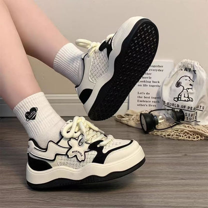 Two Tone Star Accent Platform Sneakers SpreePicky