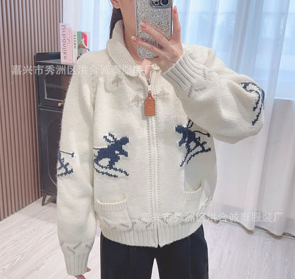 Deer Print Hooded Zip Cardigan SpreePicky