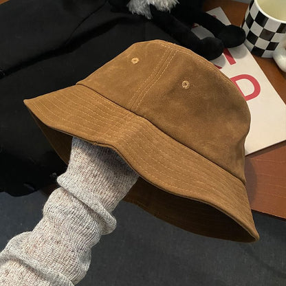 Faux Suede Plain Bucket Hat SpreePicky