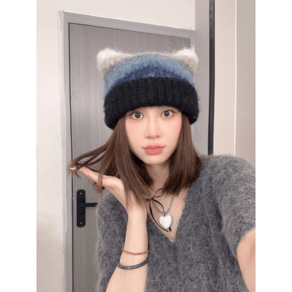 Cat Ear Color Block Beanie SpreePicky