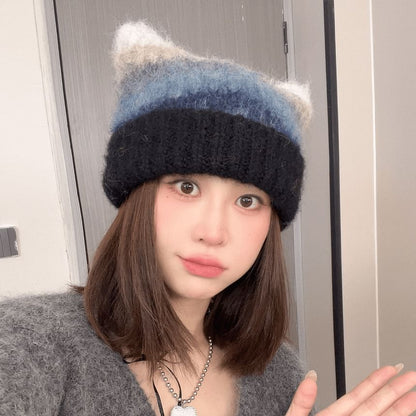 Cat Ear Color Block Beanie SpreePicky