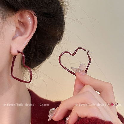 Twisted Heart Alloy Hoop Earring SpreePicky