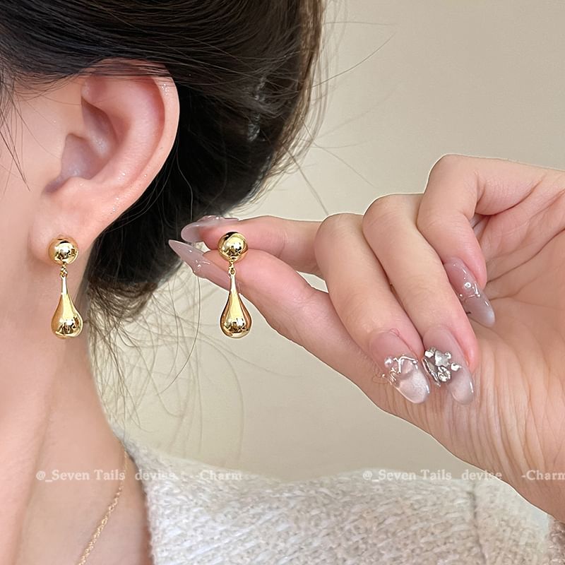 Polished Droplet Alloy Drop Earring SpreePicky