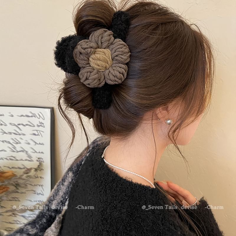 Floral Yarn Chenille Hair Claw Clip SpreePicky