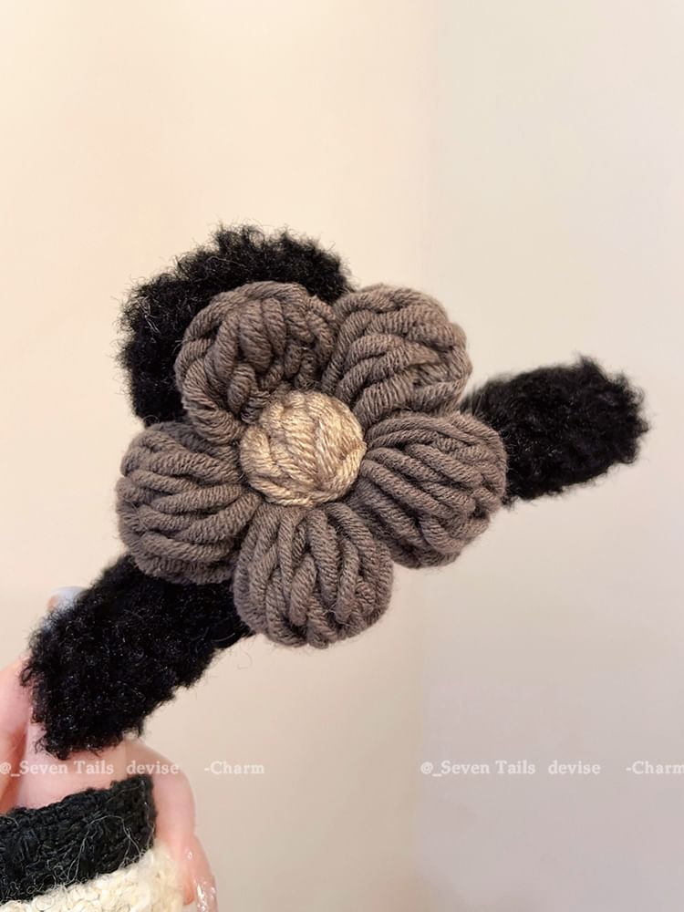 Floral Yarn Chenille Hair Claw Clip SpreePicky