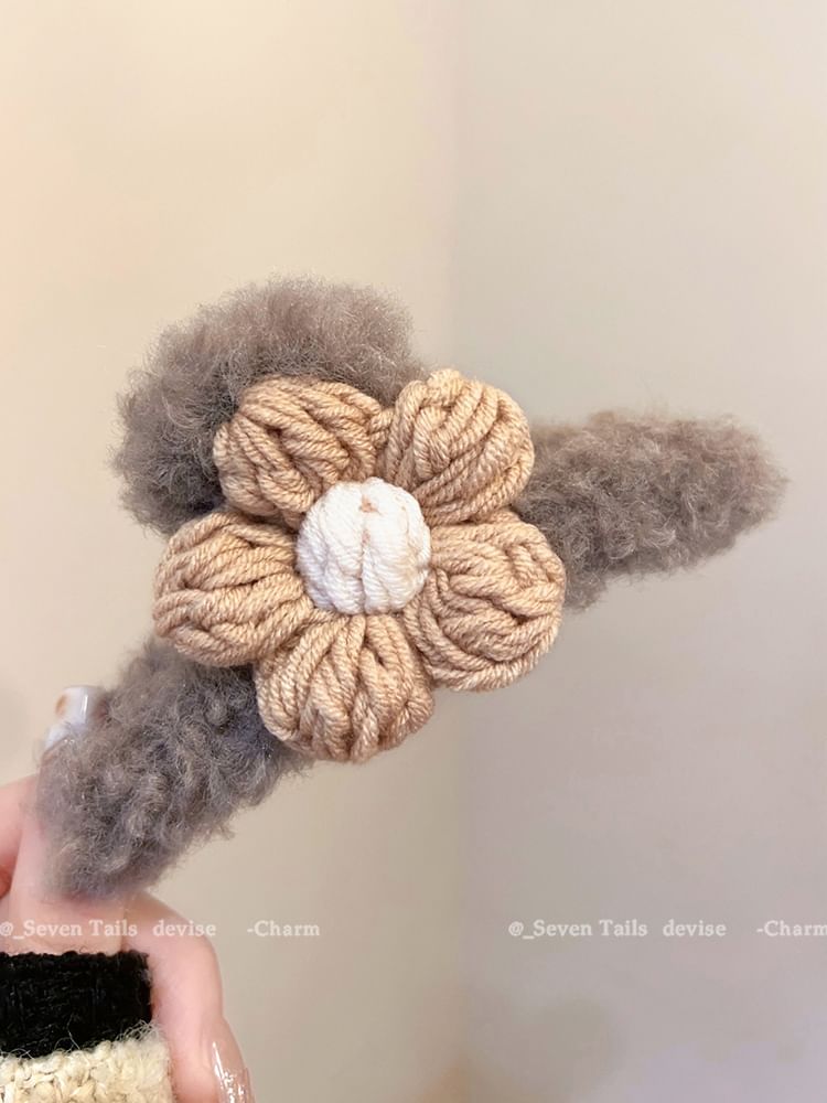 Floral Yarn Chenille Hair Claw Clip SpreePicky