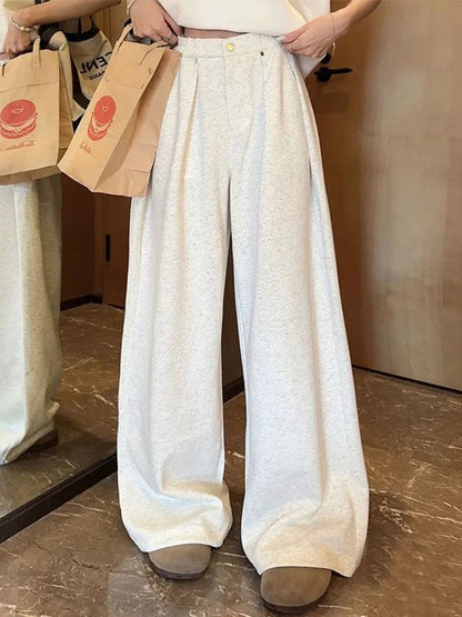 Low Rise Plain Studded Loose-Fit Wide-Leg Sweatpants SpreePicky