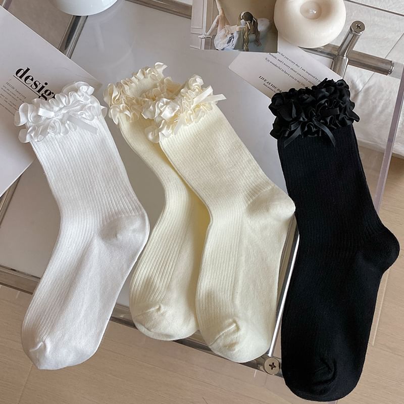 Bow Frill Trim Socks SpreePicky