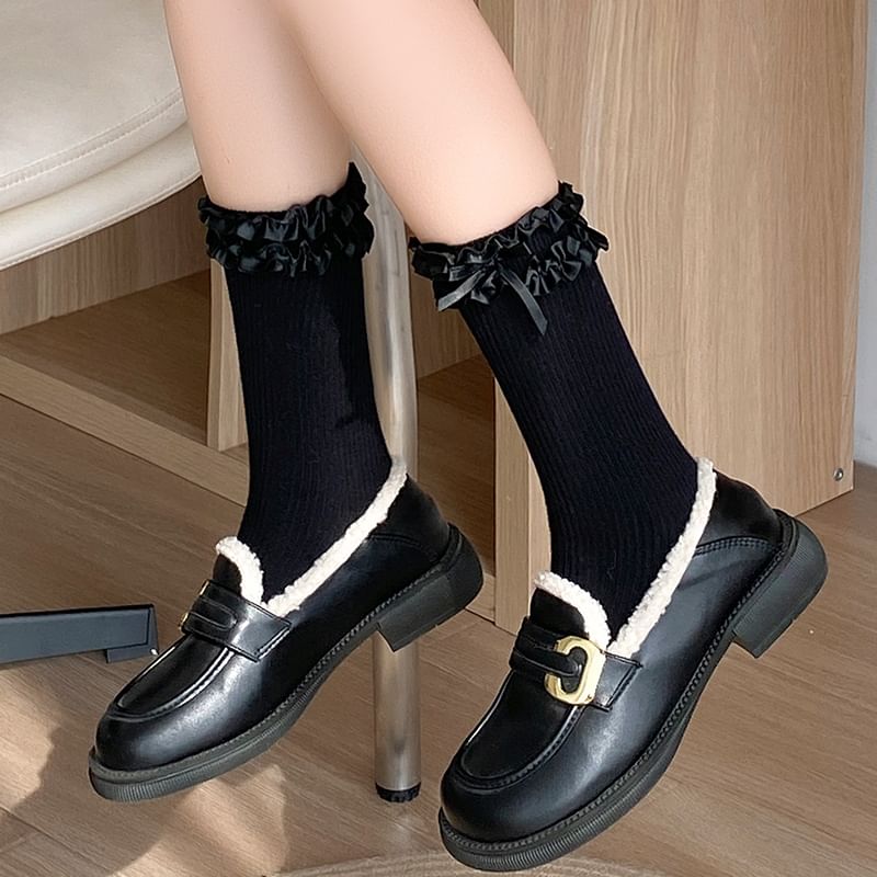 Bow Frill Trim Socks SpreePicky