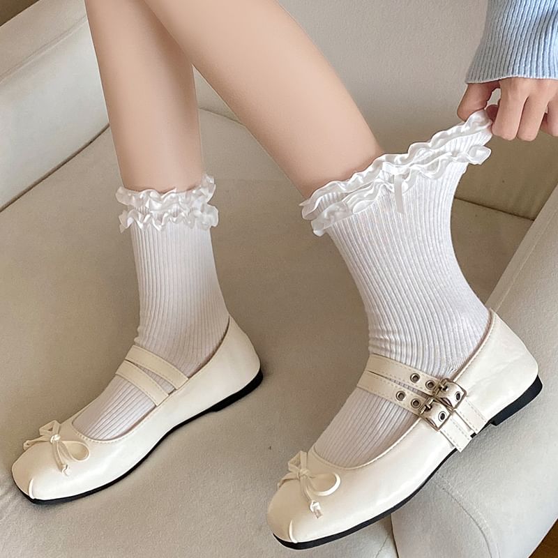 Bow Frill Trim Socks SpreePicky