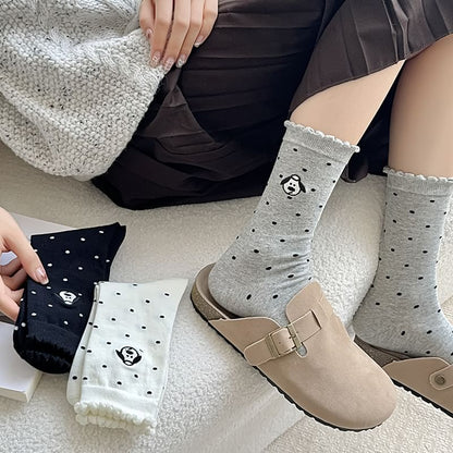 Dog Embroidered Dotted Socks / Set SpreePicky