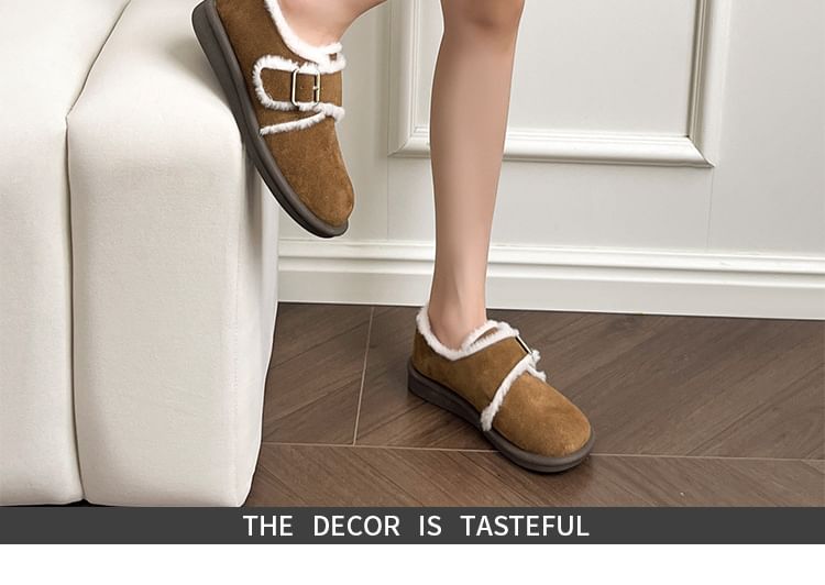 Platform Fleece-Lined Buckled Slip-Ons SpreePicky