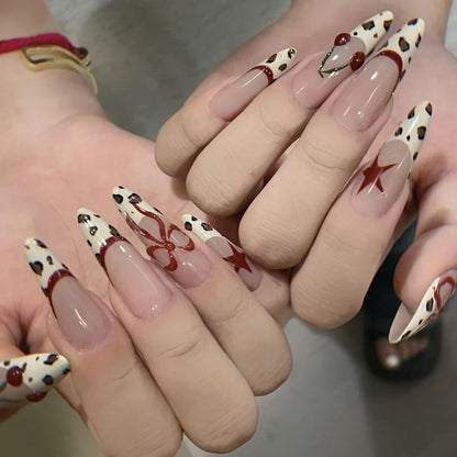 Cherry Leopard Print Press On Nail SpreePicky