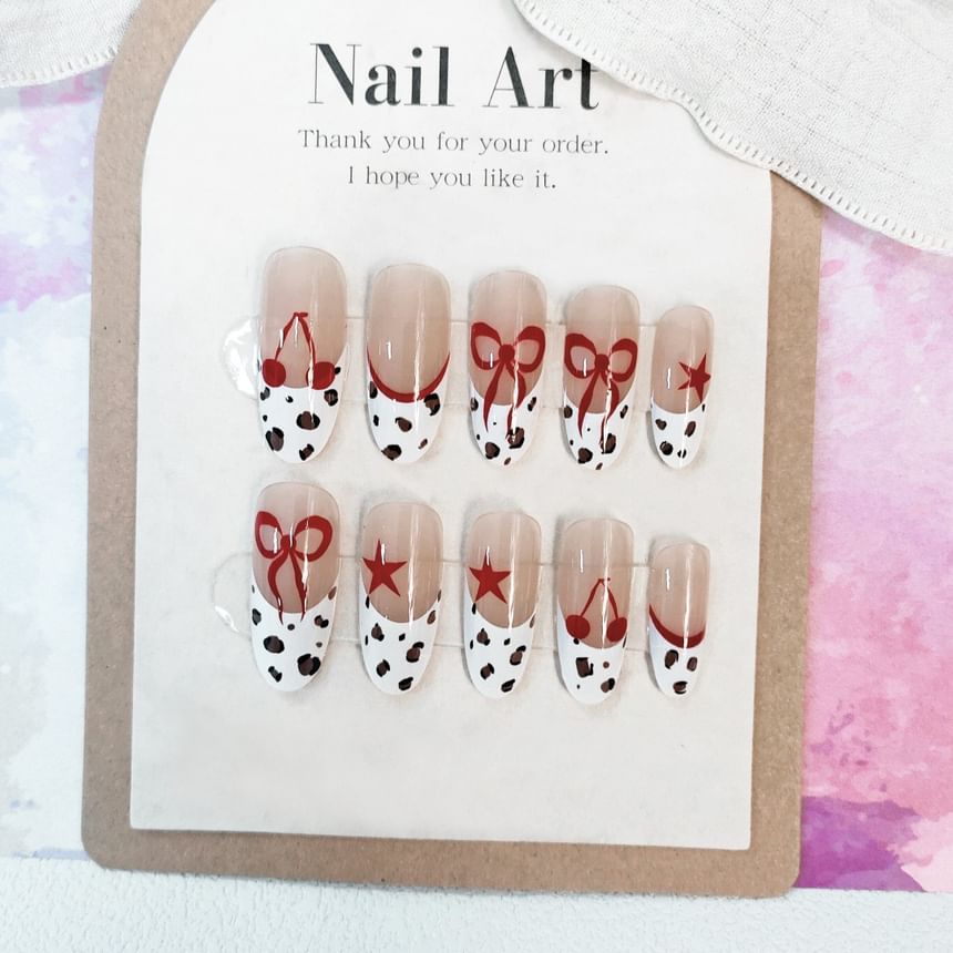 Cherry Leopard Print Press On Nail SpreePicky