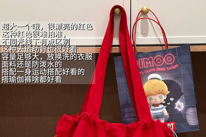 Drawstring Cartoon Applique Canvas Tote Bag SpreePicky