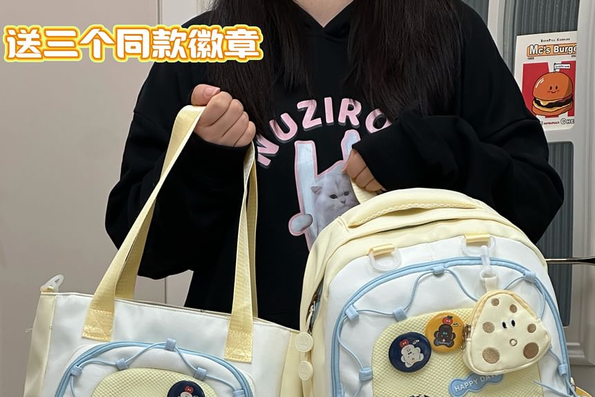 Cartoon Embroidered Tote Bag / Zip Backpack SpreePicky