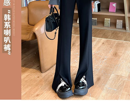 High Rise Slit Hem Flared Suit Pants SpreePicky