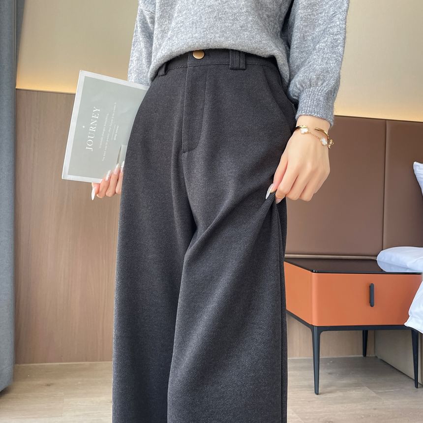 High Waist Plain Cropped Wide Leg Pants SpreePicky