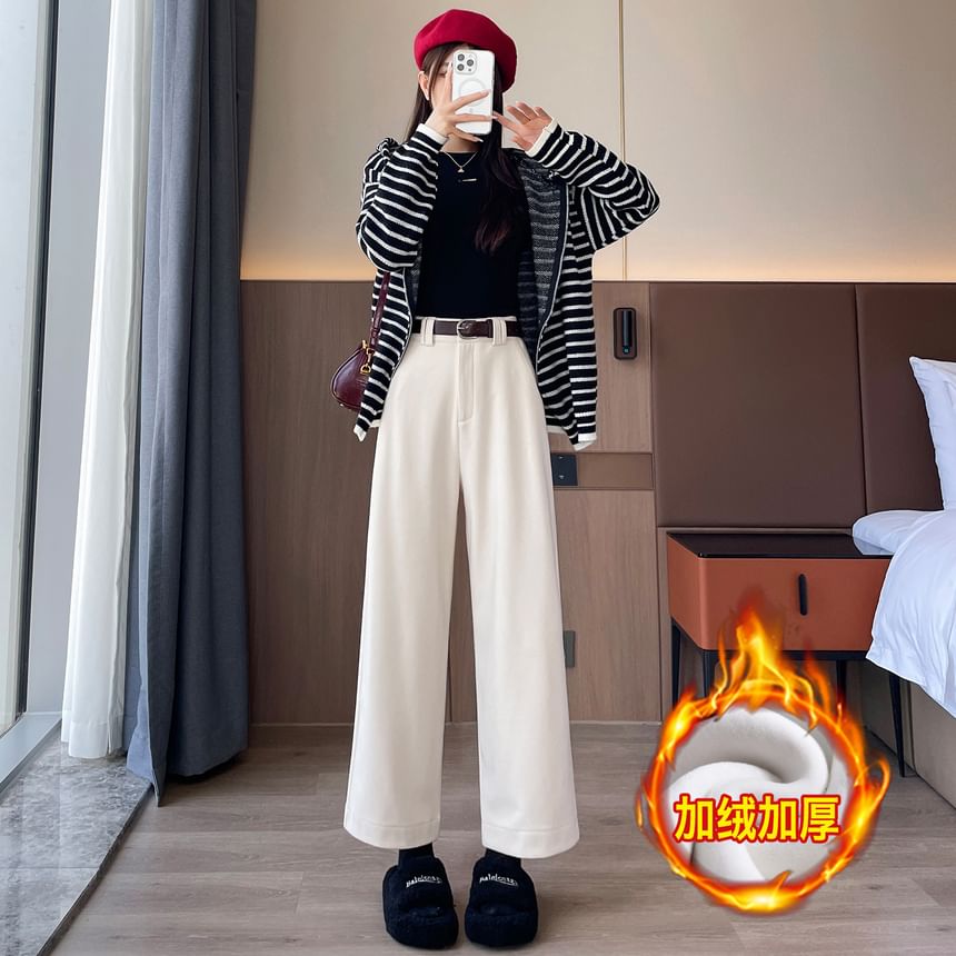 High Waist Plain Cropped Wide Leg Pants SpreePicky