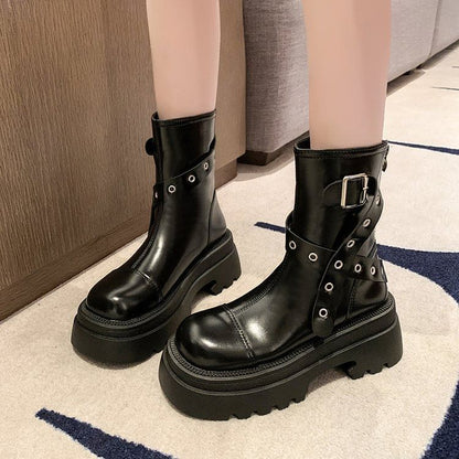 Buckled Platform Boots SpreePicky