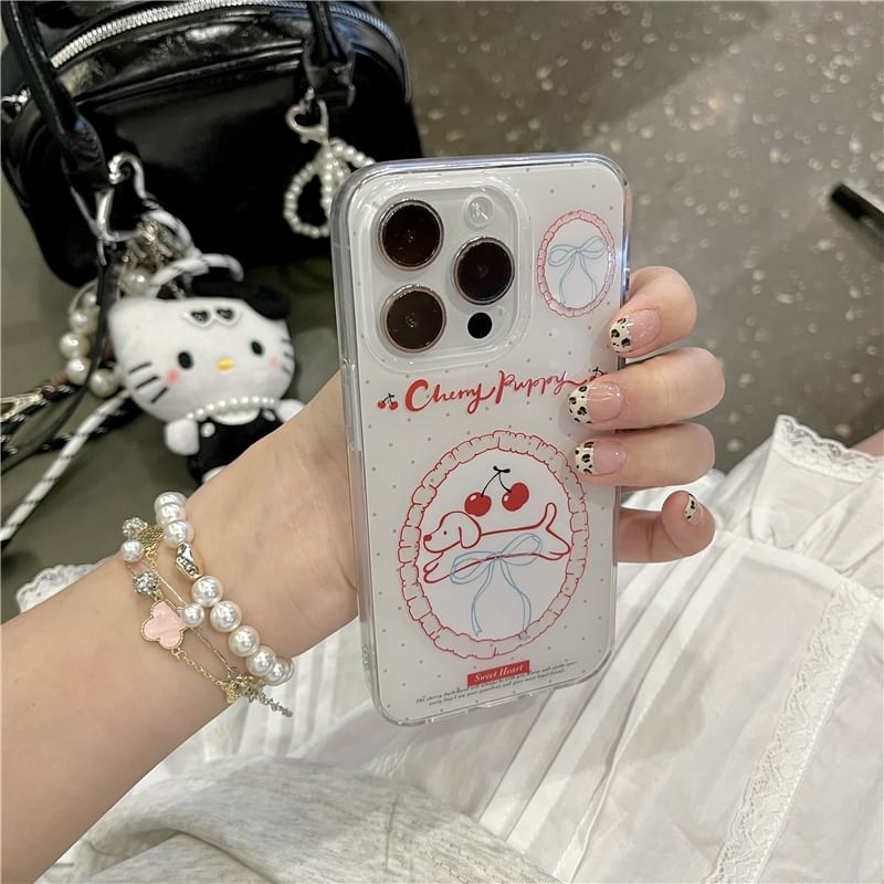 Cherry Dog Phone Case / Strap / Set - iPhone 16 Pro Max / 16 Pro / 16 Plus / 16 / 15 Pro Max / 15 Pro / 15 Plus / 15 / 14 Pro Max / 14 Pro / 14 Plus / 14 / 13 Pro Max / 13 Pro / 13 / 13 Mini SpreePicky