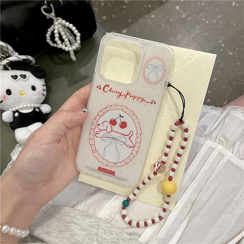 Cherry Dog Phone Case / Strap / Set - iPhone 16 Pro Max / 16 Pro / 16 Plus / 16 / 15 Pro Max / 15 Pro / 15 Plus / 15 / 14 Pro Max / 14 Pro / 14 Plus / 14 / 13 Pro Max / 13 Pro / 13 / 13 Mini SpreePicky