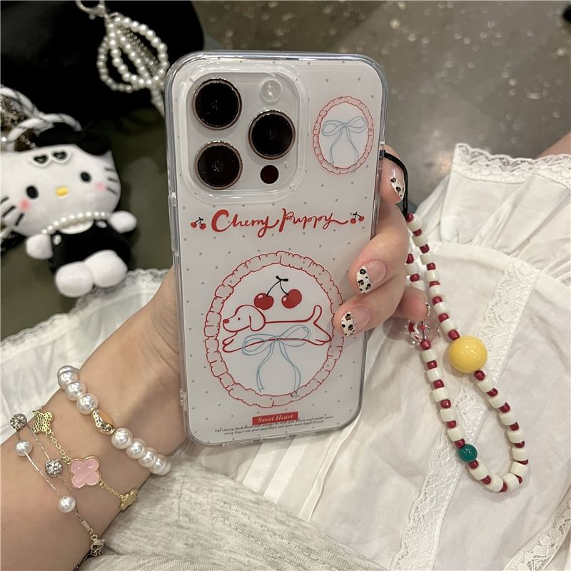 Cherry Dog Phone Case / Strap / Set - iPhone 16 Pro Max / 16 Pro / 16 Plus / 16 / 15 Pro Max / 15 Pro / 15 Plus / 15 / 14 Pro Max / 14 Pro / 14 Plus / 14 / 13 Pro Max / 13 Pro / 13 / 13 Mini SpreePicky