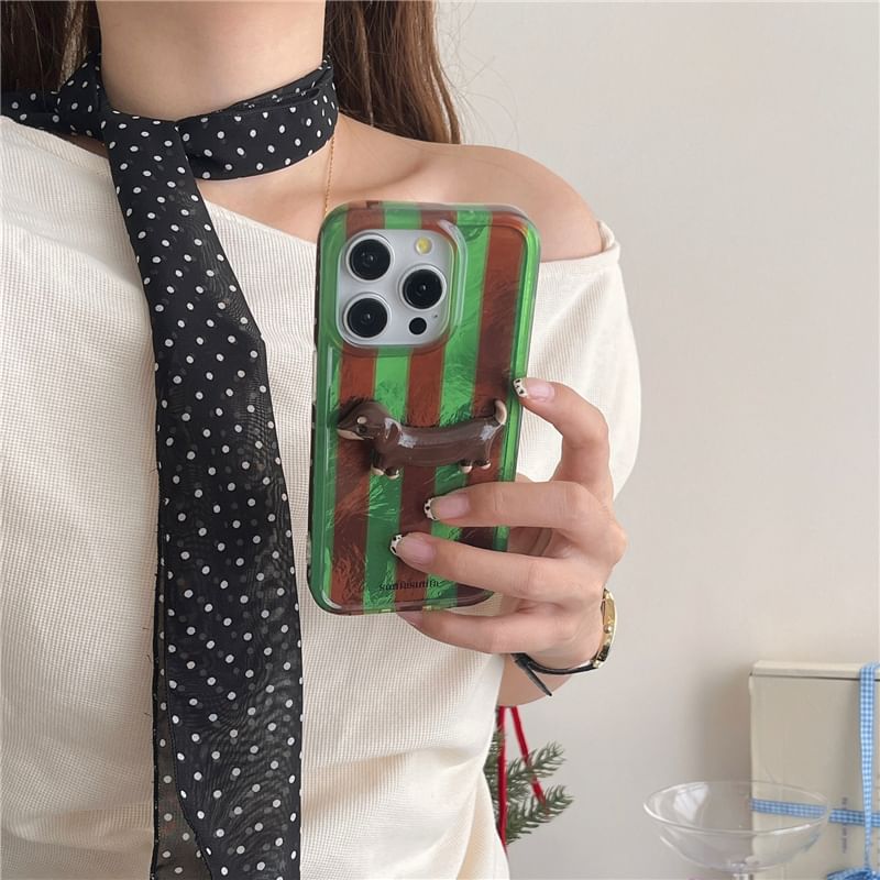 Dog Striped Phone Case / Cord Lanyard / Set - iPhone 16 Pro Max / 16 Pro / 16 Plus / 16 / 15 Pro Max / 15 Pro / 15 Plus / 15 / 14 Pro Max / 14 Pro / 14 Plus / 14 / 13 Pro Max / 13 Pro / 13 / 13 Mini SpreePicky