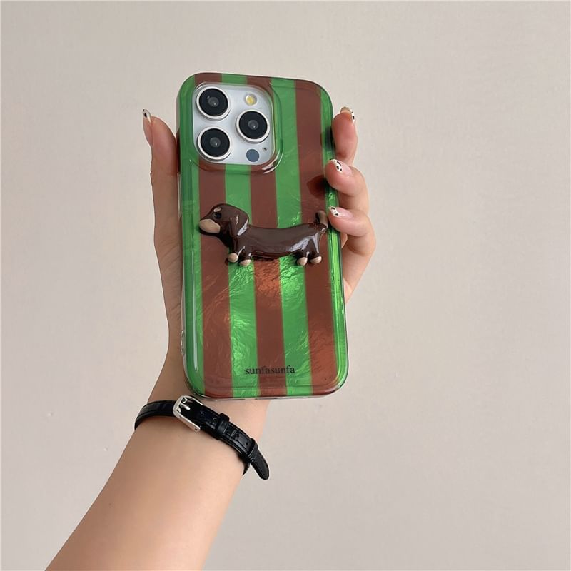 Dog Striped Phone Case / Cord Lanyard / Set - iPhone 16 Pro Max / 16 Pro / 16 Plus / 16 / 15 Pro Max / 15 Pro / 15 Plus / 15 / 14 Pro Max / 14 Pro / 14 Plus / 14 / 13 Pro Max / 13 Pro / 13 / 13 Mini SpreePicky