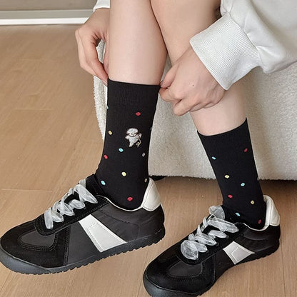 Heart Embroidery Crew Socks SpreePicky