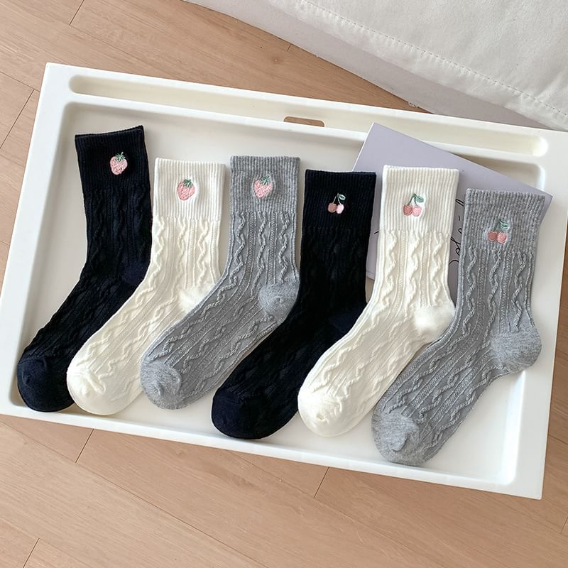 Fruit Embroidery Crew Socks SpreePicky