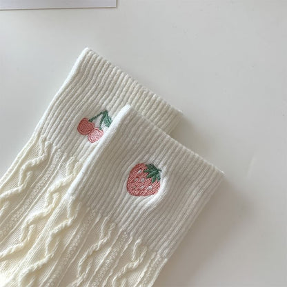 Fruit Embroidery Crew Socks SpreePicky