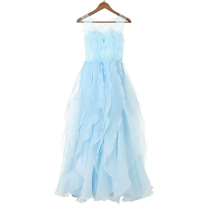 Plain Ruffle A-Line Evening Gown SpreePicky