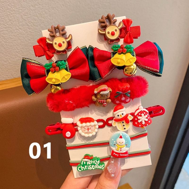 Set of 10: Christmas Cartoon Hair Clip / Hair Tie / Scrunchie SpreePicky