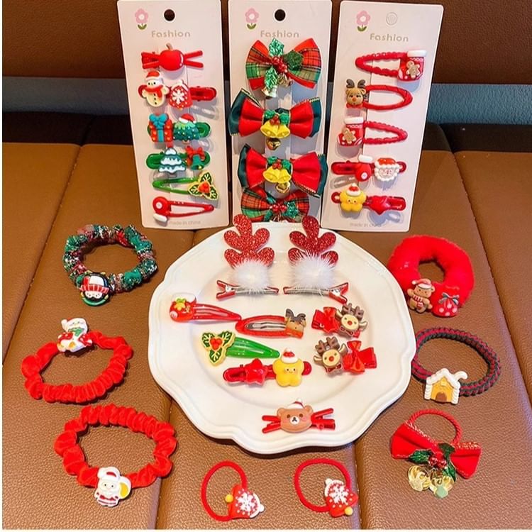 Set of 10: Christmas Cartoon Hair Clip / Hair Tie / Scrunchie SpreePicky